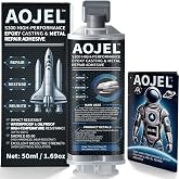 AOJEL S300 Structural Metal Epoxy for Aluminum &amp; Steel, Cold Weld, 1.69 oz | 2-Part Metal Glue; Rigid Load-Bearing Repair; Waterproof, Oil &amp; Heat Resistant to 392&deg;F; 30-Min Work Time; Drillable/Sandable