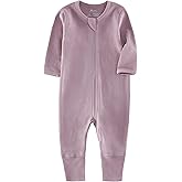O2 BABY Organic Cotton Baby Footless Pajamas, Zip Front Baby Boys Girls Romper, Long Sleeve Sleep and Play
