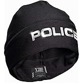 13FA Police Reflective Utility Beanie - USA Patriotic Gear - Stretch-Fit Poly-Spandex - Unisex Hi-Vis Hat (US, Alpha, One Size, Standard, Black & Reflective)