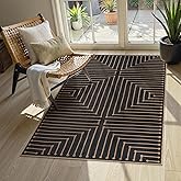 Lahome Neutral Geometric 3x5 Easy Jute Rug, Washable Rugs for Bedroom Entryway Outdoor Patio Porch Carpet, Farmhouse Rhombus Non Slip Non Shedding Black Carpet for Kitchen Entrance Balcony