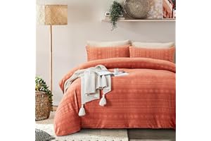 Cupocupa Velvet Duvet Cover Set King, 3PCS Flannel Comforter Cover Set for All Season,Ultra Soft Cozy Luxurious Velour Duvet Cover with Pillow Shams Bedding Collection, King Terracotta