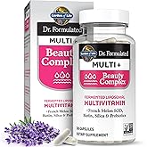 Garden of Life Dr Formulated Multi+ Beauty Complex Fermented Liposomal Multivitamin Plus Hair Skin and Nails Vitamins, French Melon SOD, Biotin & Probiotics, 30 Capsules, Supplement for Women & Men