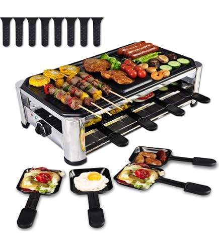 Amazon.com: Bestron Raclette Grill 4 Services - Modern Style, Red, 350W :  Home & Kitchen