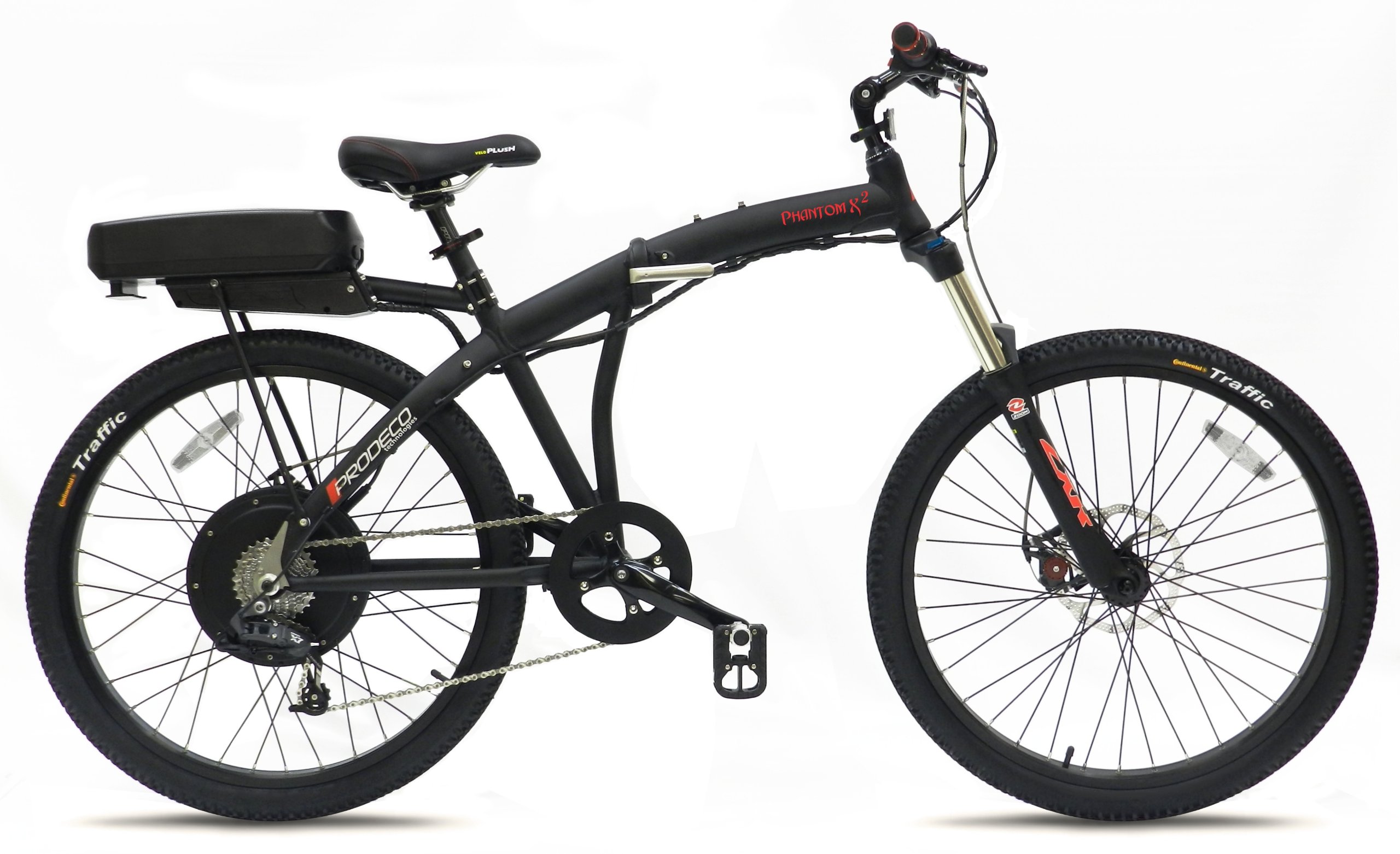 Prodeco Phantom X2 8 Speed Folding Electric Bicycle, Matte Black, New