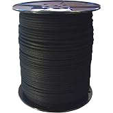 GREAT WHITE ROC360 600' Trick Line/Tie Line, Black, Unglazed, Cotton Cover W/Polyester Core For Added Strength, Theatrical cord, Multipurpose Utility Line, #4 Sash Cord(1/8 inch x 600ft) MADE IN USA