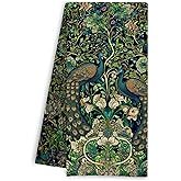 Qpenm Vintage William Morris Peacock Kitchen Towels, Dark Green Floral Peacock Hand Towels for Bathroom Decor, Vintage Retro Botanical Cottagecore Dish Tea Towels for Kitchen Decor, 16x24 Inch