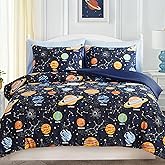 Wink Deer Twin Comforter Set for Boys-5 Pieces Space Glow in The Dark Twin Bedding Sets for Kids, Ultra Soft Bed in A Bag with Sheets