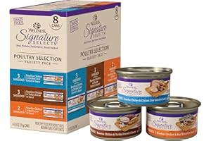 WELLNESS NATURAL PET FOOD Wellness CORE Grain-Free Signature Selects Wet Cat Food, Natural Pet Food Made with Real Meat (Poultry Variety Pack, 2.8 Ounce Can, Pack of 8)
