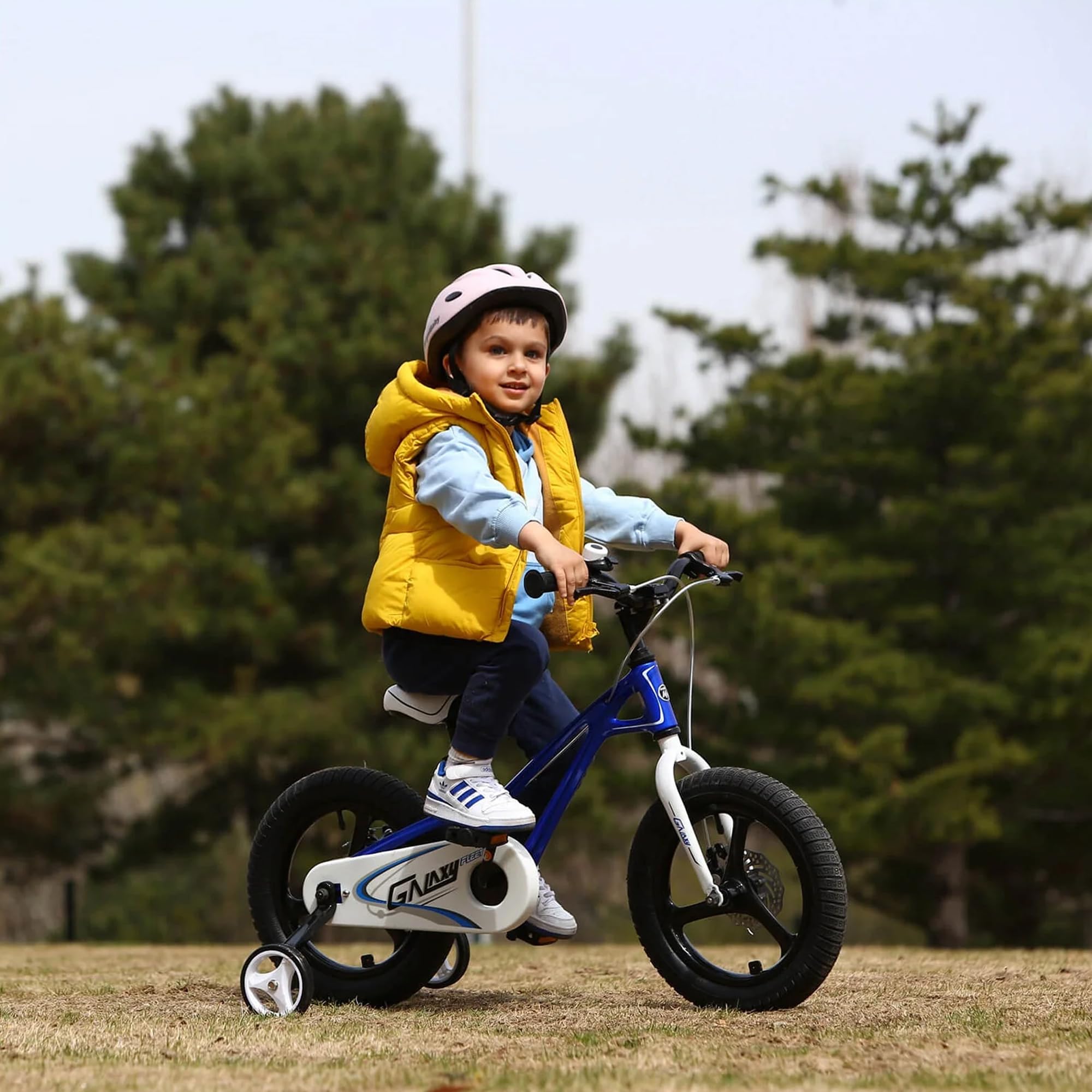 RoyalBaby Space Kids Bike 14 16 18 Inch Mg Aluminium Alloy Boys Girls Bicycle Ages 3-9 Years Disc Brakes Dual Handle Brakes Training Wheel Options