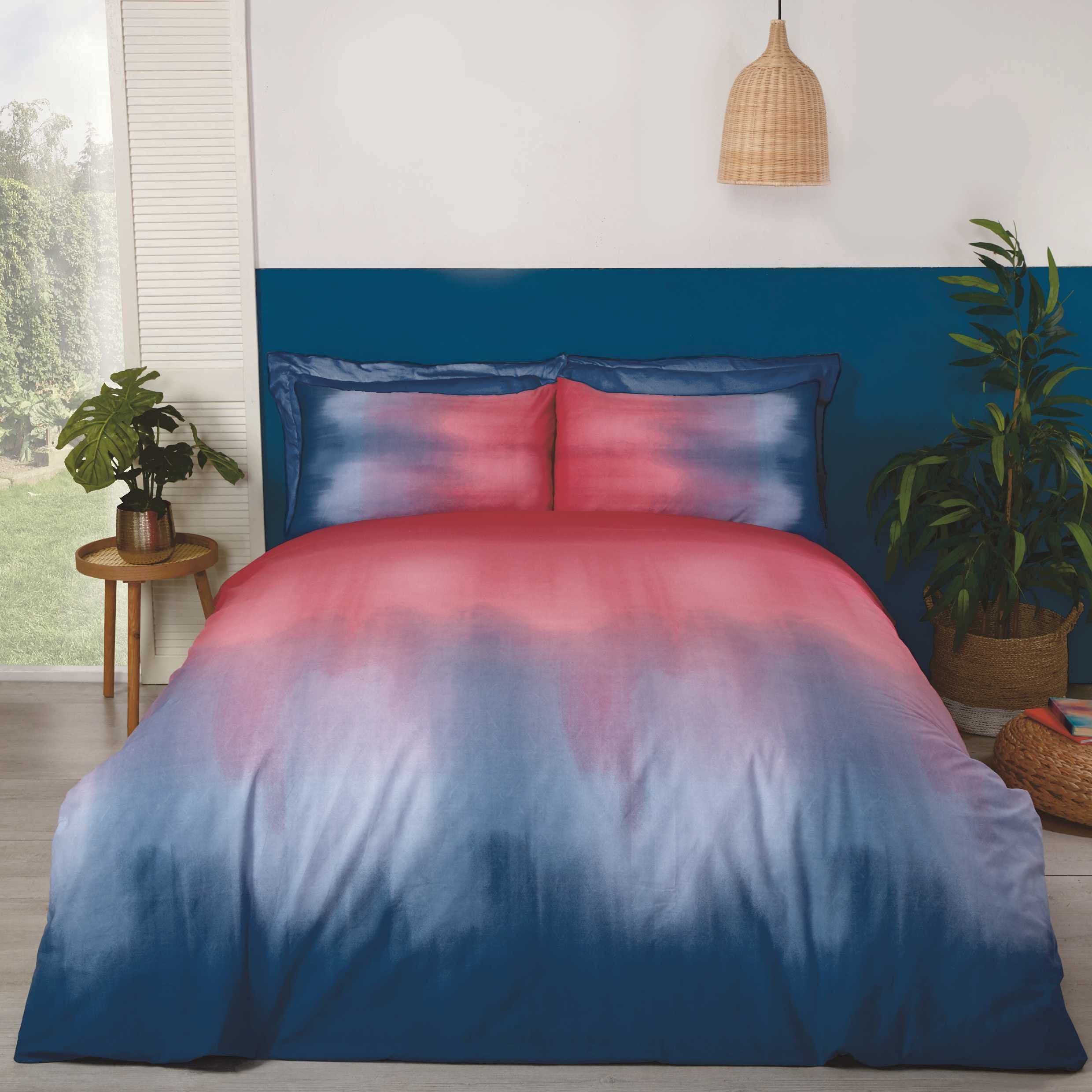 Rapport Home Ombré Red & Blue King Size Duvet Cover Set