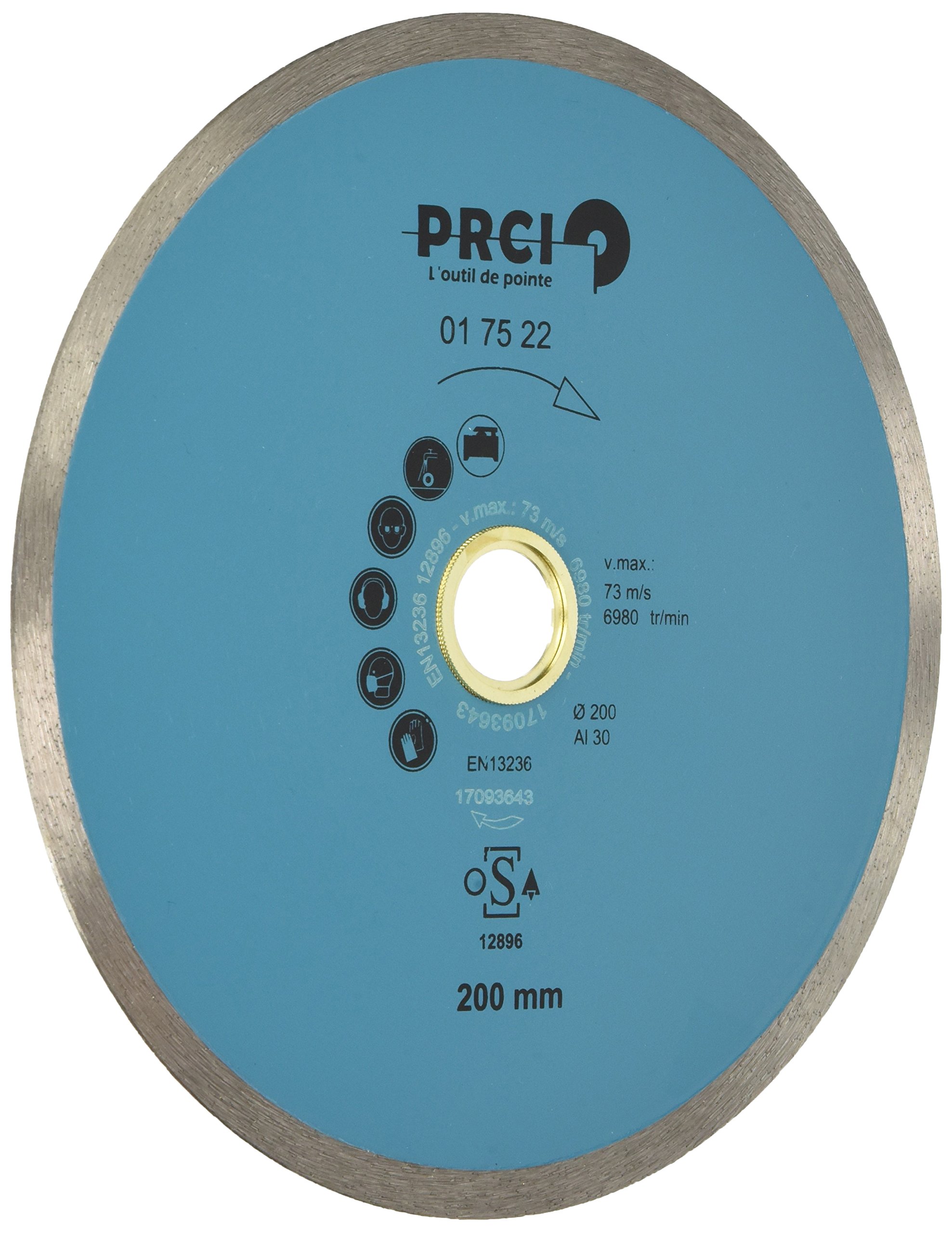 prci 01 75 22 Diamond Cutting Disc with Reducing Rings Included Blue 200mm