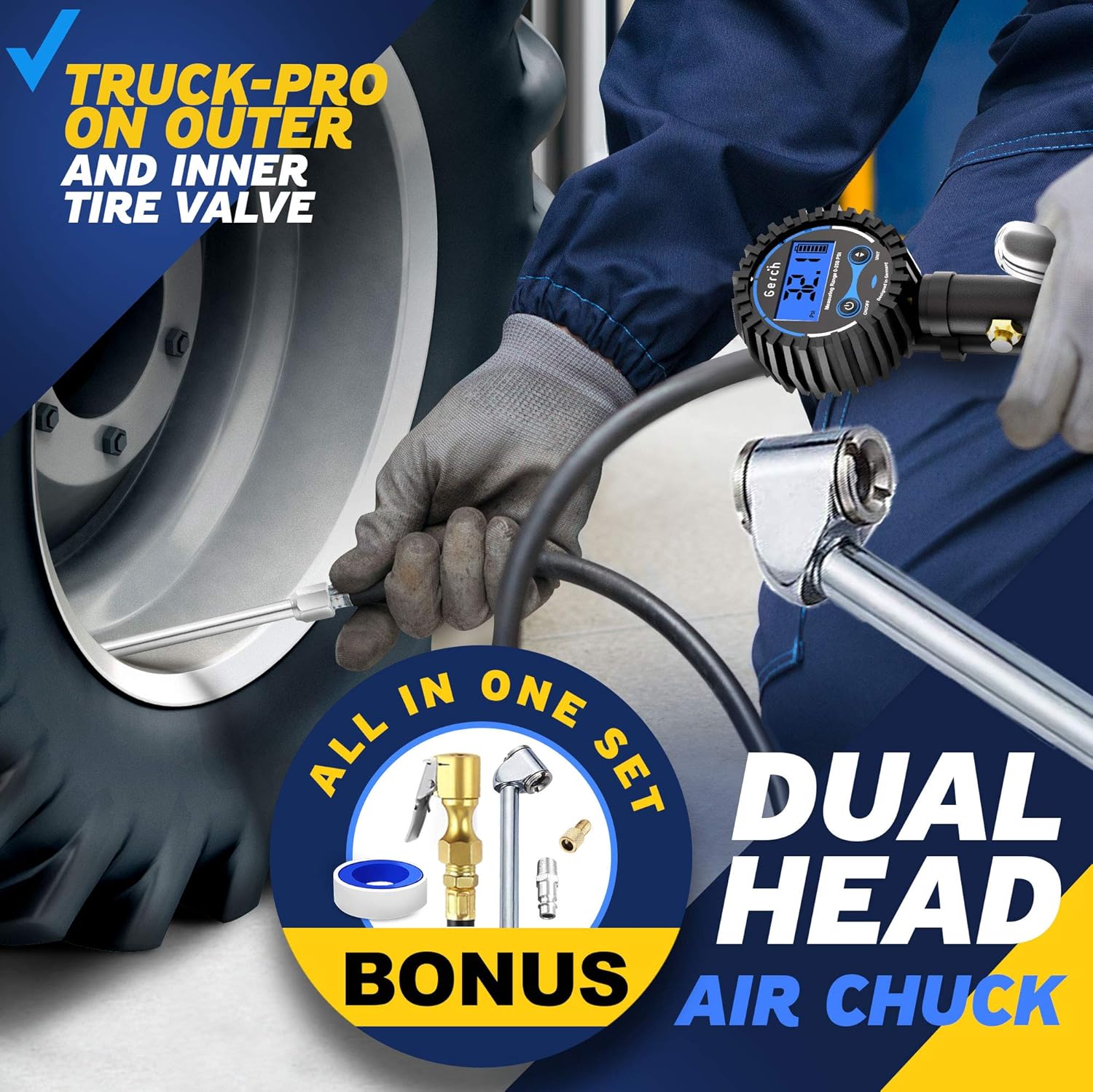 Most Accurate Air Chuck with Gauge for Air Compressor Tire Inflator