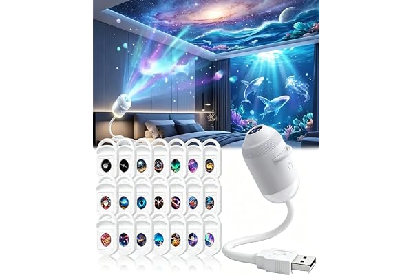 HD Smart Dynamic 5D Holographic Night Light Projector | 360 Rotating Ocean Galaxy Star Projector | 2-in-1 Starry Sky Projecti