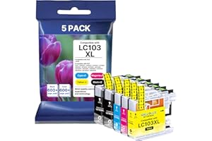 5 Pack LC103XL LC101XL 2BK/C/M/Y Replacement for LC103 LC101 Ink Cartridges XL High Yield with MFC-J450DW, MFC-J470DW, MFC-J4