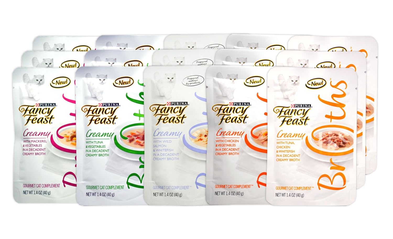 Fancy Feast Gourmet Creamy Broths Variety Pack for Cats 5 Broth