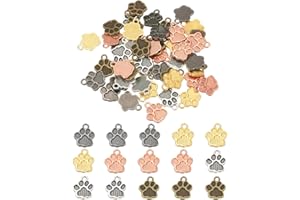 MECCANIXITY Dog Paw Print Charms, Dog Paw Animal Footprint Pendants Jewelry Making Charm Bulk for Necklace Bracelet Keychain