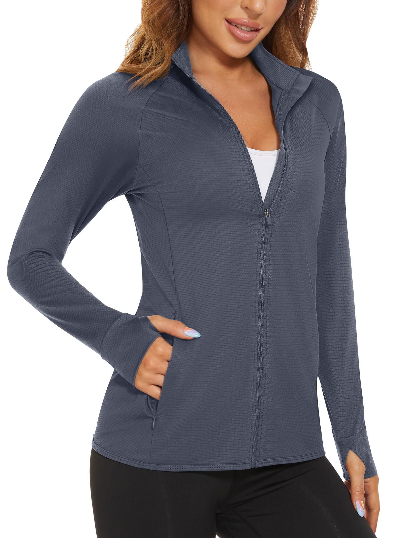 Photo 1 of MAGCOMSEN Lightweight Jacket for Women Long Sleeve UPF 50+ Sun Protection Shirts Hiking Running Workout Shirts Grey S