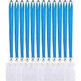 CANWELUX 12 Pack Bright Neon Sky Blue Lanyard for ID Badges, Lanyard with Anti-Lost ID Holders for Cruise (Sky Blue,12Pack)