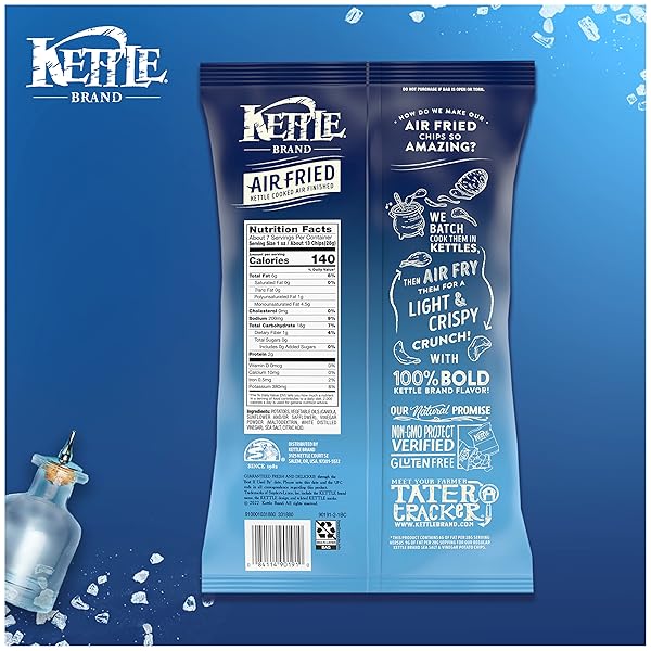 KETTLE BRAND POTATO CHIPS, AIR FRIED SEA SALT & VINEGAR KETTLE CHIPS, 6.5 OZ BAG