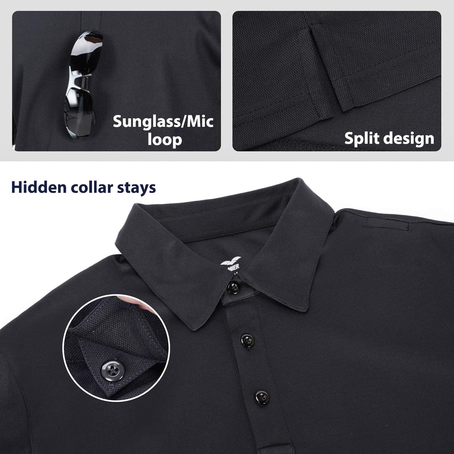 MIER Men's Outdoor Performance Tactical Polo Shirts Long and Short Sleeve, Moisture-Wicking : Clothing