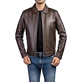 Jild Polo Collar Premium Leather Jacket Men - Old School Classic Style Everyday Wear Real Lambskin Mens Leather Jacket