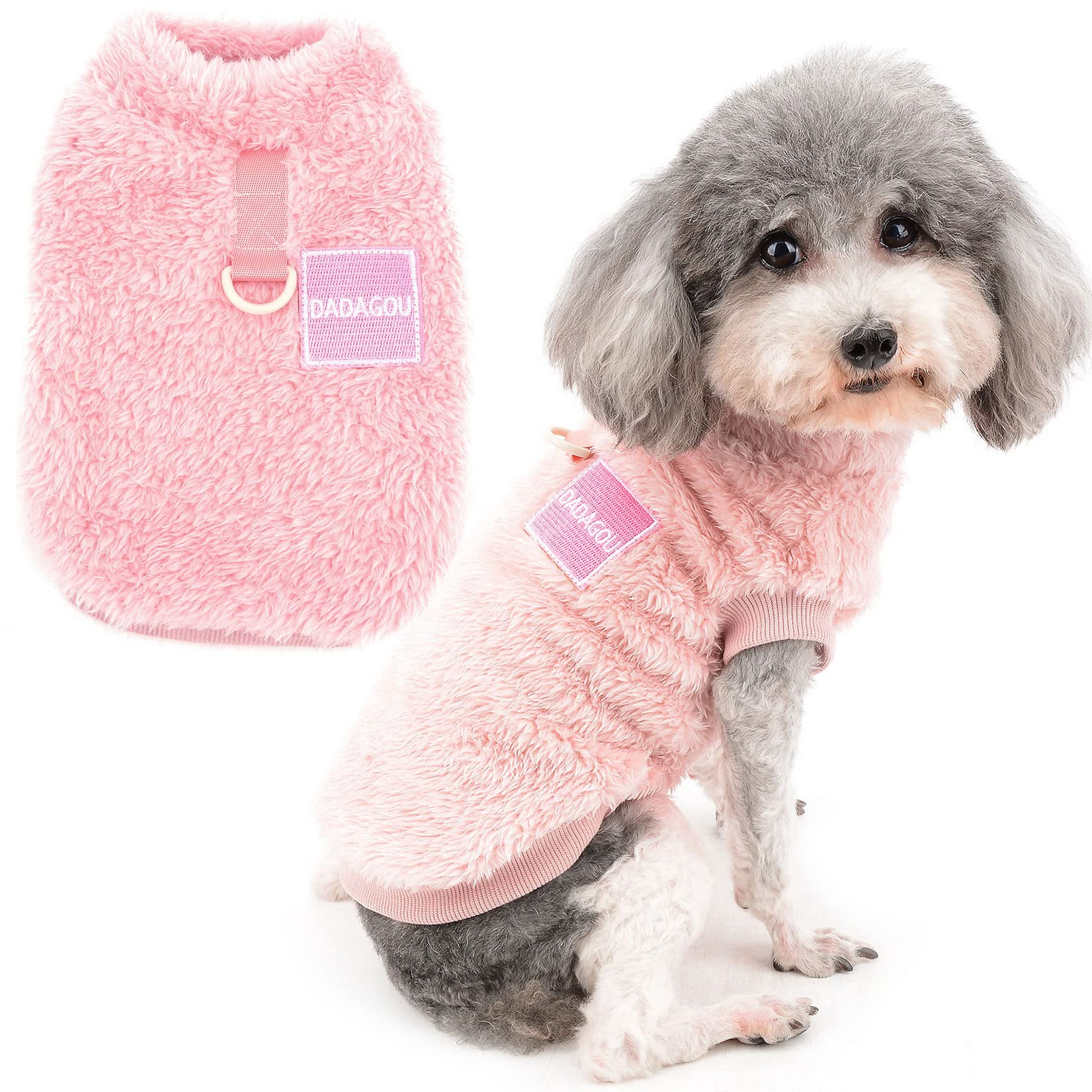 Zunea Fleece Dog Jumper Winter Warm Sweater Jumpers for Small Dogs Soft Fuzzy Puppy Clothes with D-Ring for Harness Leash Pullover Jacket Coat Cold Weather Pet Girl Boy Chihuahua Cats Apparel Pink S