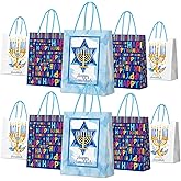 WEEPA 10 Pcs Hanukkah Gift Bags Assorted Size Bulk Chanukah Gift Bags with Handle Hanukkah Party Favor Bags
