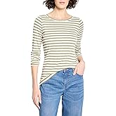 NIC+ZOE Womens Long Sleeve Stripe Boat Tee