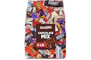 CANDYLISH Chocolate Candy Mix - 2 LB Bulk Assorted Individually Wrapped Full-Size and Miniature Chocolates, including, Hershy Bars, and Peanut Butter Cups - Ideal for Gifts, Party Favors, and Varied Snacking