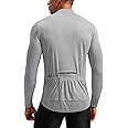 Bikewa Men's Cycling Jersey with 3+1 Rear Zipper Pockets Long Sleeve Moisture Wicking UPF 50+ Half Zip Riding Bike Shirts