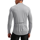Bikewa Men's Cycling Jersey with 3+1 Rear Zipper Pockets Long Sleeve Moisture Wicking UPF 50+ Half Zip Riding Bike Shirts
