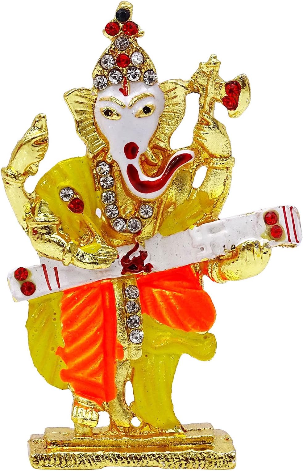 Brass Lord Ganesha Statue Car Dashboard Indian Religious Ganpati Table Decor