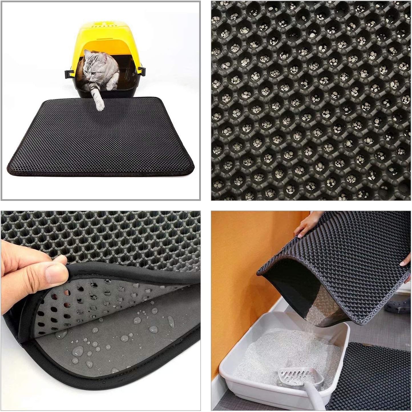 30cm Chat Tapis Litiere Tapis Pour Bac A Litiere Litiere Pour Chats Double Couche En 3d Nid Dabeille Tapis De Litiere Chat Facile A Nettoyer S 30 Sets De Table Cuisine Maison