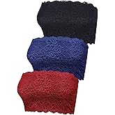 Boao 3 Pieces Women's Floral Lace Tube Top Bandeau Strapless Bras Seamless Stretchy Chest Wrap