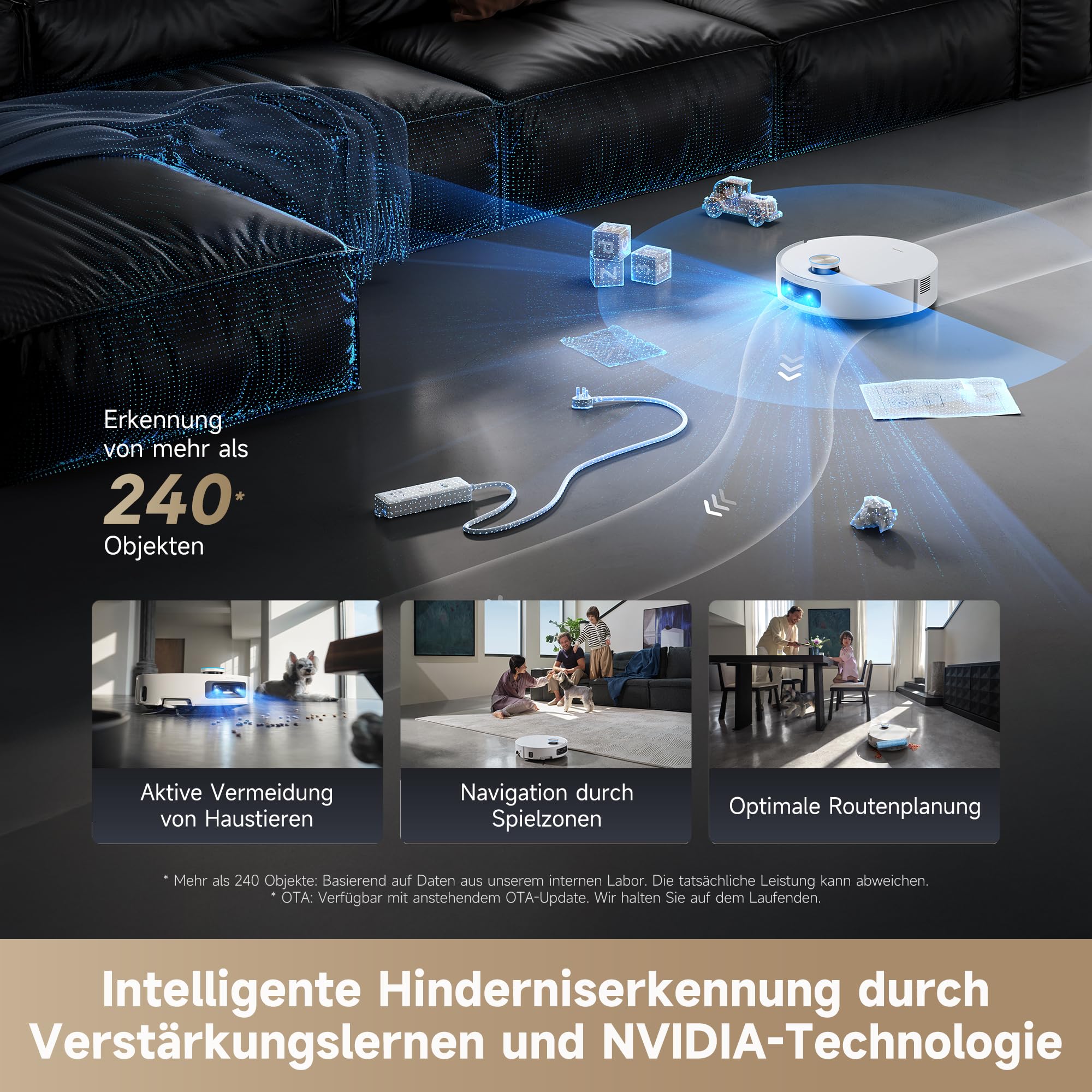 dreame Aqua10 Ultra Roller Complete Saugroboter mit Wischfunktion, 30.000Pa Saugkraft, 8 cm Hindernisfreiheit, Selbstreinigung der Rollen, automatisches Entleeren, intelligente Sprachsteuerung