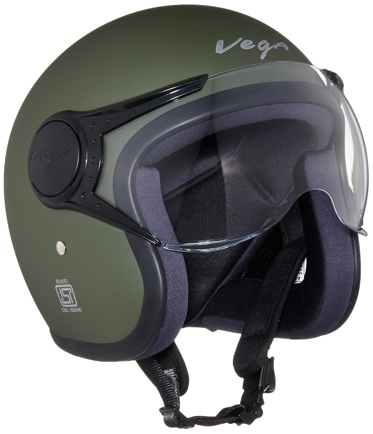 Best Stylish Vega Jet W/Visor Dull Army Green Helmet