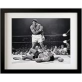 framed art Muhammad Ali Framed Wall Art Decor Poster | Muhammad Ali vs. Sonny Liston Boxing Gym Art Print | Knock Out Poster for Living Room Bedroom | 20 x 16 x 20 inches