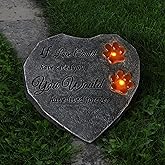 TB TIBAG Solar Light Pet Memorial Stones Heart Shaped Dog Grave Markers Outdoor, Shinning Paw Prints Dog Headstones Loss Stones for Pet Dog Memorial Gifts Remembrance Gifts for Loss of Dogs