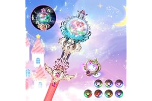 Skirfy Princess Toys Magic Wand for Girls, Fairy Wand with Spinning LED Light and Sound, Girl Thanksgiving Birthday Party Favors for Kids Age 3 4 5 6 7 8 9 10