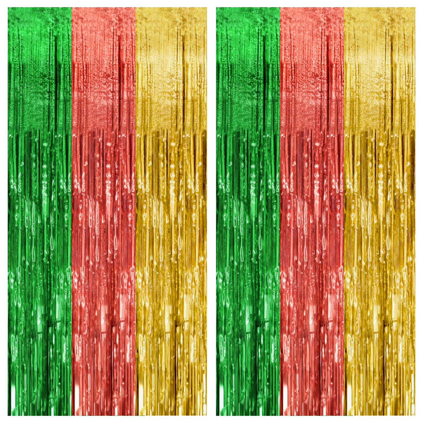 Photo 1 of 2 Pack Hawaii Party Backdrop Decorations Vibrant Summer Streamers Foil Fringe Curtains Metallic Tinsel Backdrop for Birthday Graduation Baby Shower Christmas Beach Holiday Party Decors