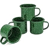COLETTI Classic Camping Mugs — Enamel Coffee Mug, Camping Coffee Mugs — Premium Nostalgic Mug Set, German Imported Enamel Coating (Green)