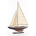 SAILINGSTORY Wooden Sailboat Model Decor Boat Model Ship Sailboat Decor Yacht Model Concordia Antique Finish Navy