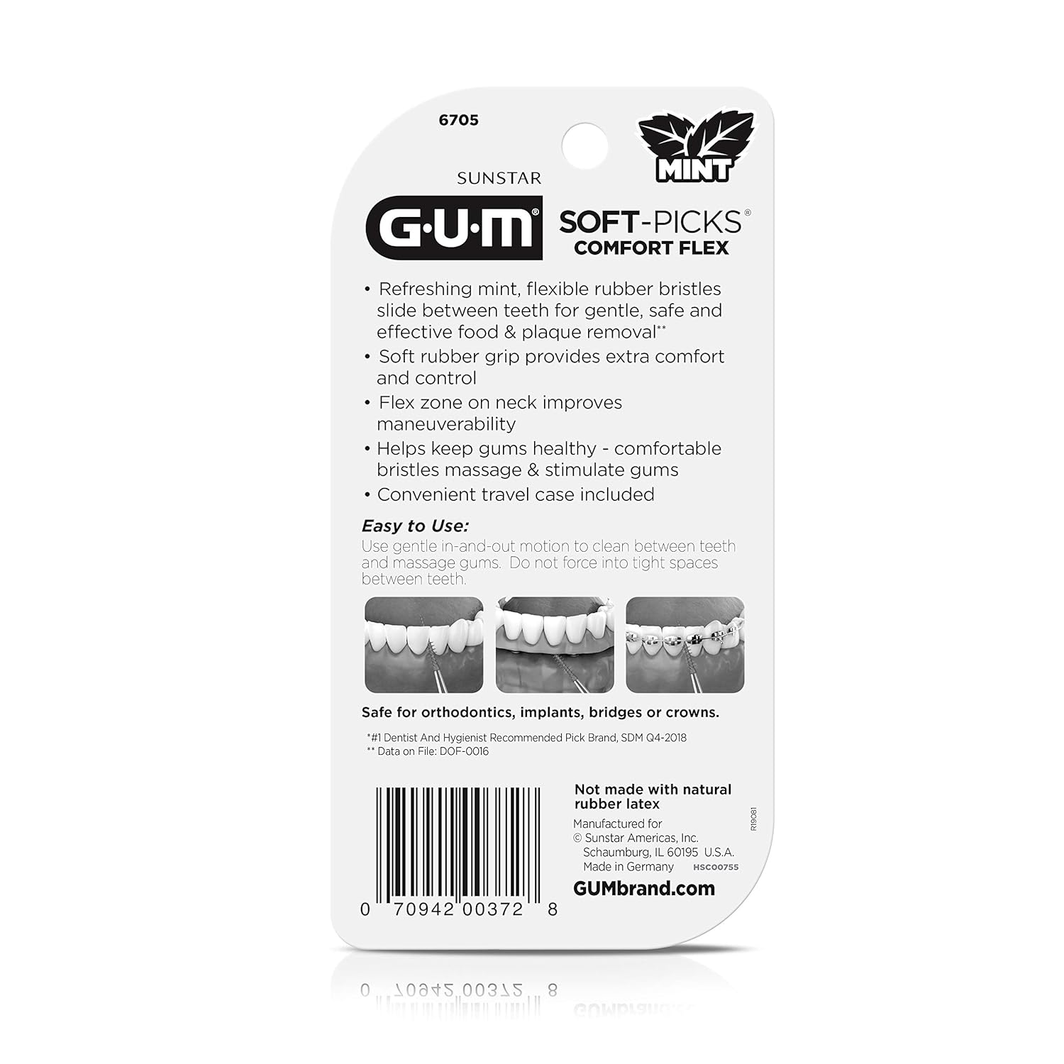 GUM-6705R Soft-Picks Comfort Flex Mint Dental Picks, New Invigorating Mint Flavor, 80 Count: Industrial & Scientific