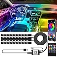 LED Strip Lights with USB Adapter: Ambient Car Lighting Kit, App & Remote Control, Music Sync Mode, 4Pcs Strip Lights for SUVs & Trucks, 5V