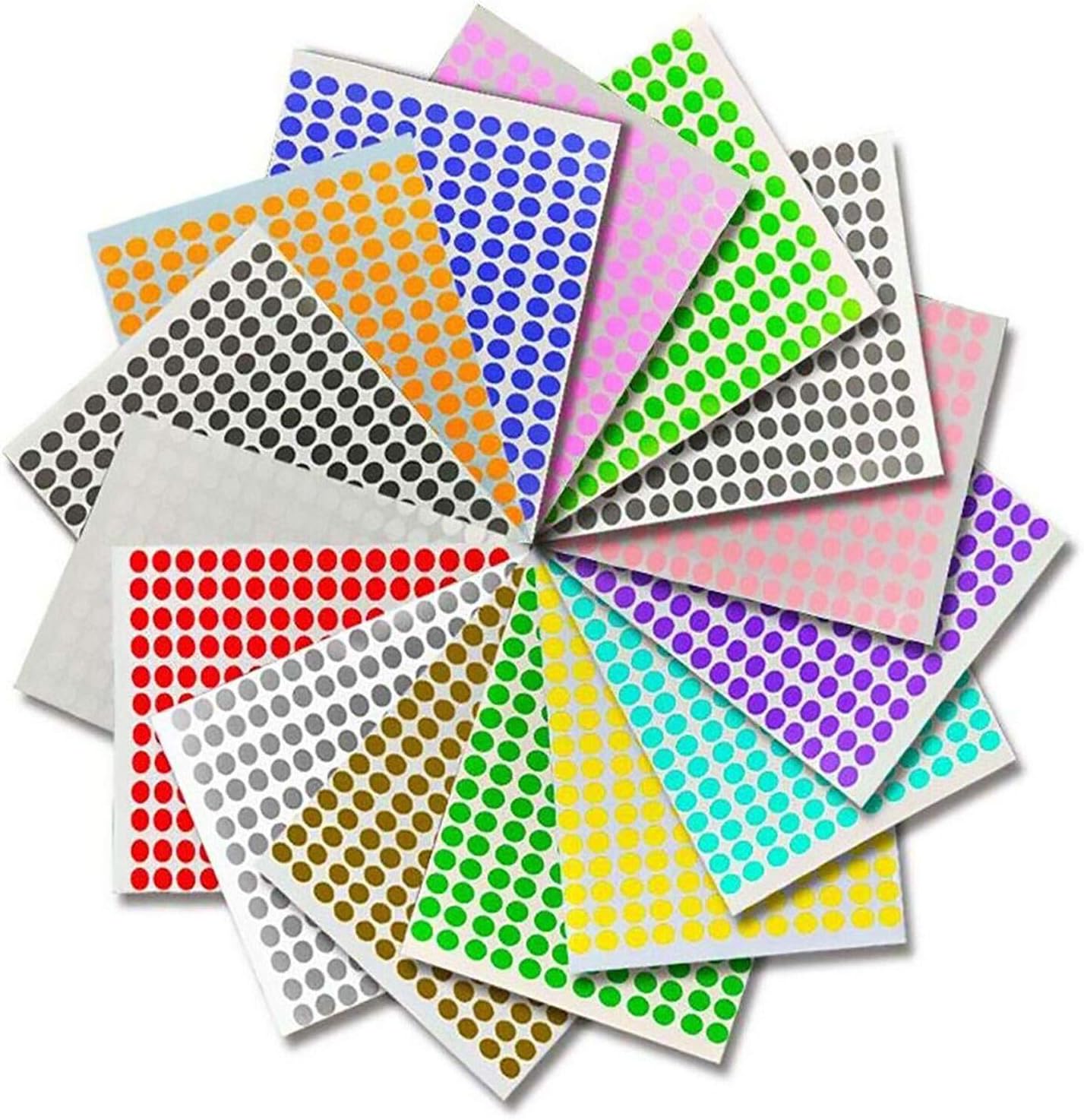 Coloured Dots Sticky Labels 10mm 15 Colors 45 Sheets 8640pcs Circle
