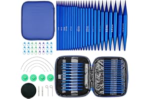 Hobekoee 13 Pairs Interchangeable Circular Knitting Needles Set 3mm-10mm Interchangeable Aluminum Round Knitting Needles Set with 4 Swivel Cables for DIY Knitting Lovers