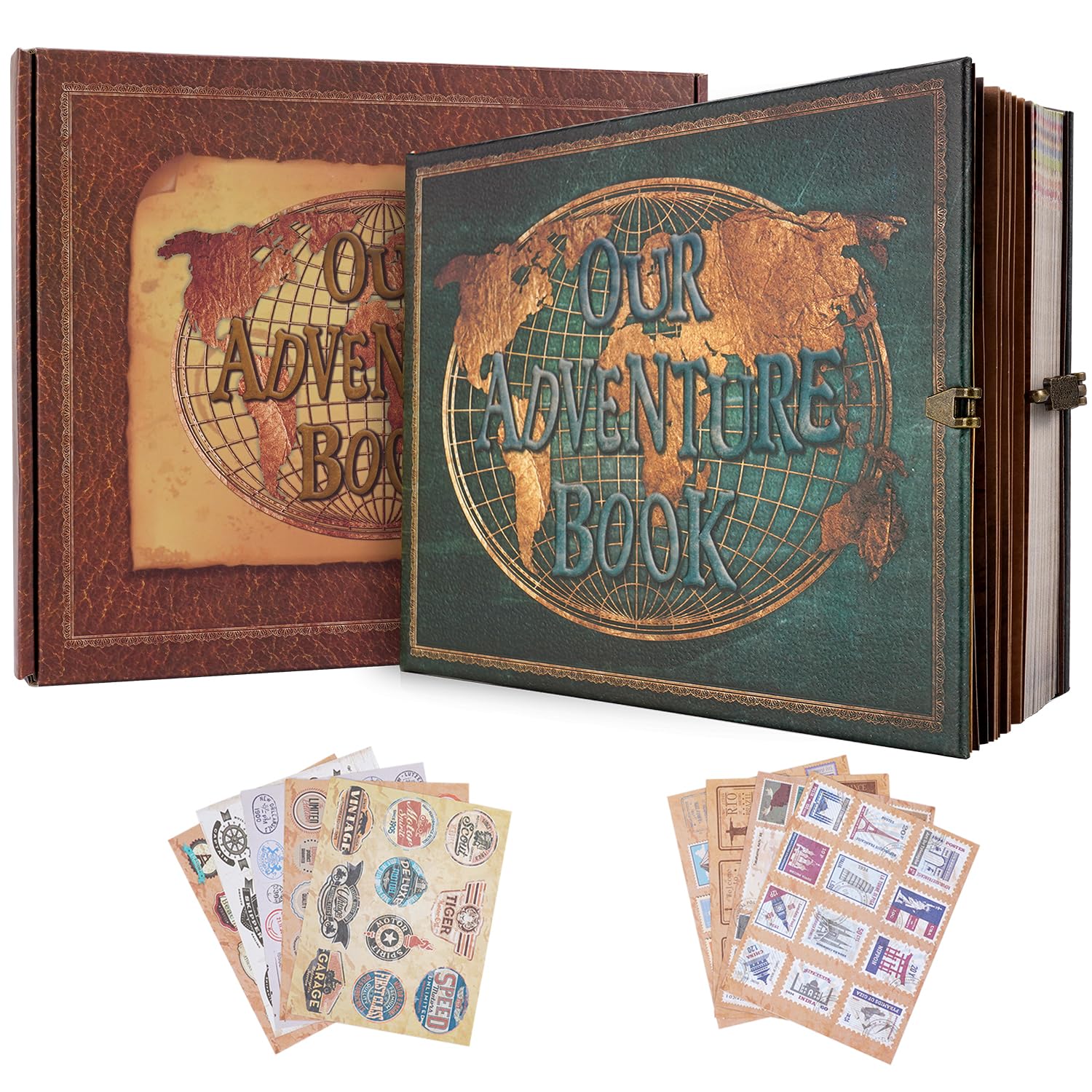 Our Adventure Book Scrapbook Photo Albums with 180 Pages Embossed Words Hard Cover Travel Book,Guest Book for Anniversary, Christmases, Valentines' gifts, Wedding,Baby etc