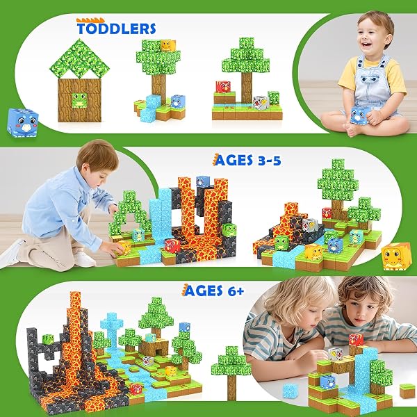 MAGNETIC BLOCKS TOYS, BUILD MINE MAGNET WORLD DINOSAURS SET, MAGNETIC TILES BUILDING FOR BOYS & GIRLS KIDS AGES 3-5 5-7, STEM MONTESSORI SENSORY TOYS FOR TODDLERS GIFTS FOR 3+ YEARS OLD