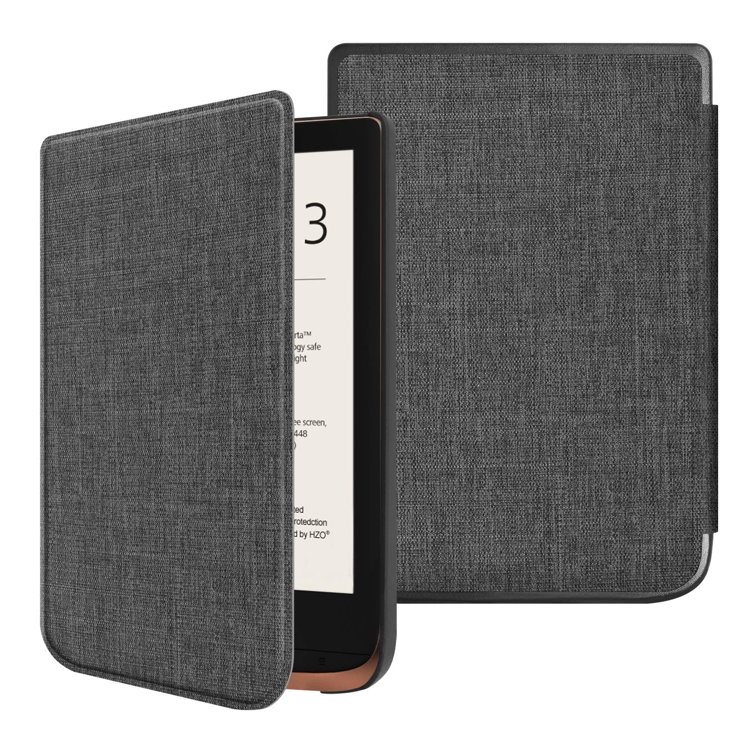 Fintie Slimshell Case for Pocketbook Touch HD 3 / Touch Lux 4 / Basic Lux 2 E-Reader - Premium Lightweight Fabric Cover with Auto Sleep/Wake Function, Denim Charcoal