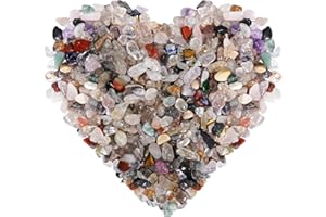 ideayard Mixed Colour Crystal Tumbled Crystal Chips 0.95lb Natural Irregular Shaped Crushed Quartz Stone Healing Stones Home and Office Desktop Decorative(430g-450g)